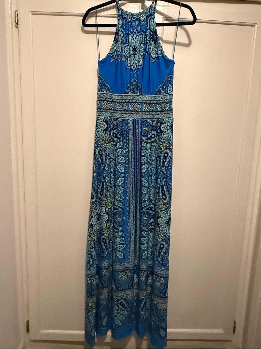 London Times Paisley Halter Maxi Dress Blue Turquoise Size 6 NWT - Picture 6 of 7